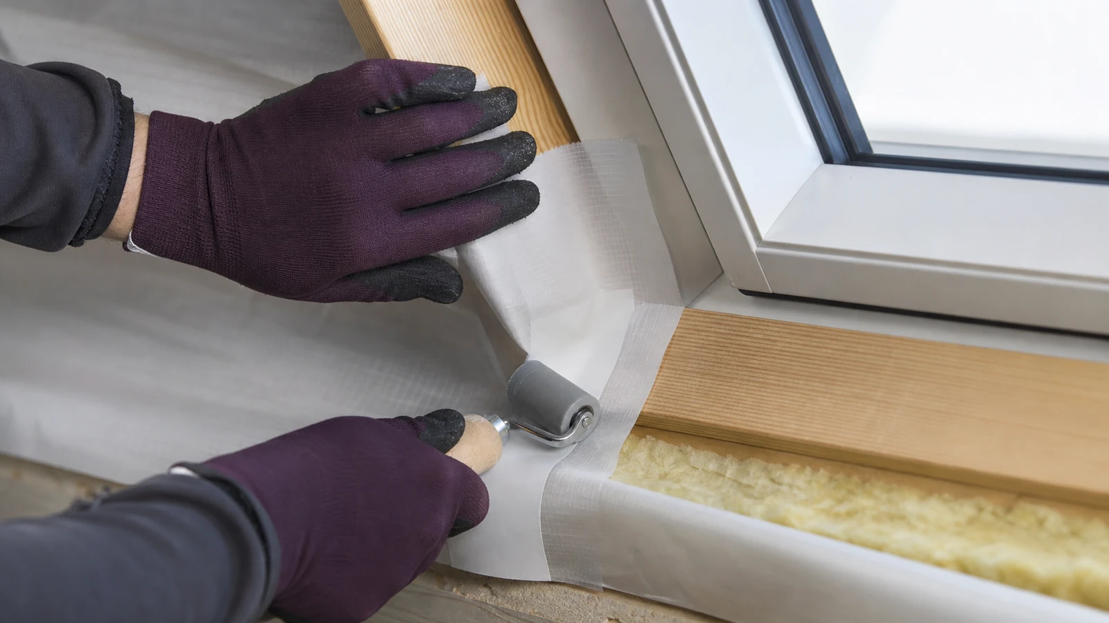 Raccord soigné d’une membrane d’étanchéité autour d’une fenêtre de toit près de Creil